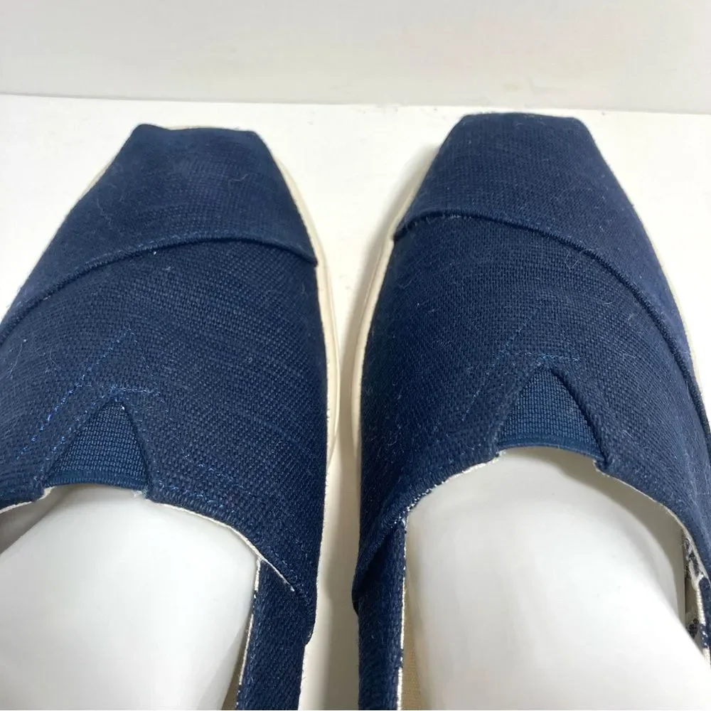 TOMs Alpargata Slip on Navy Blue Canvas Womens Size 12W